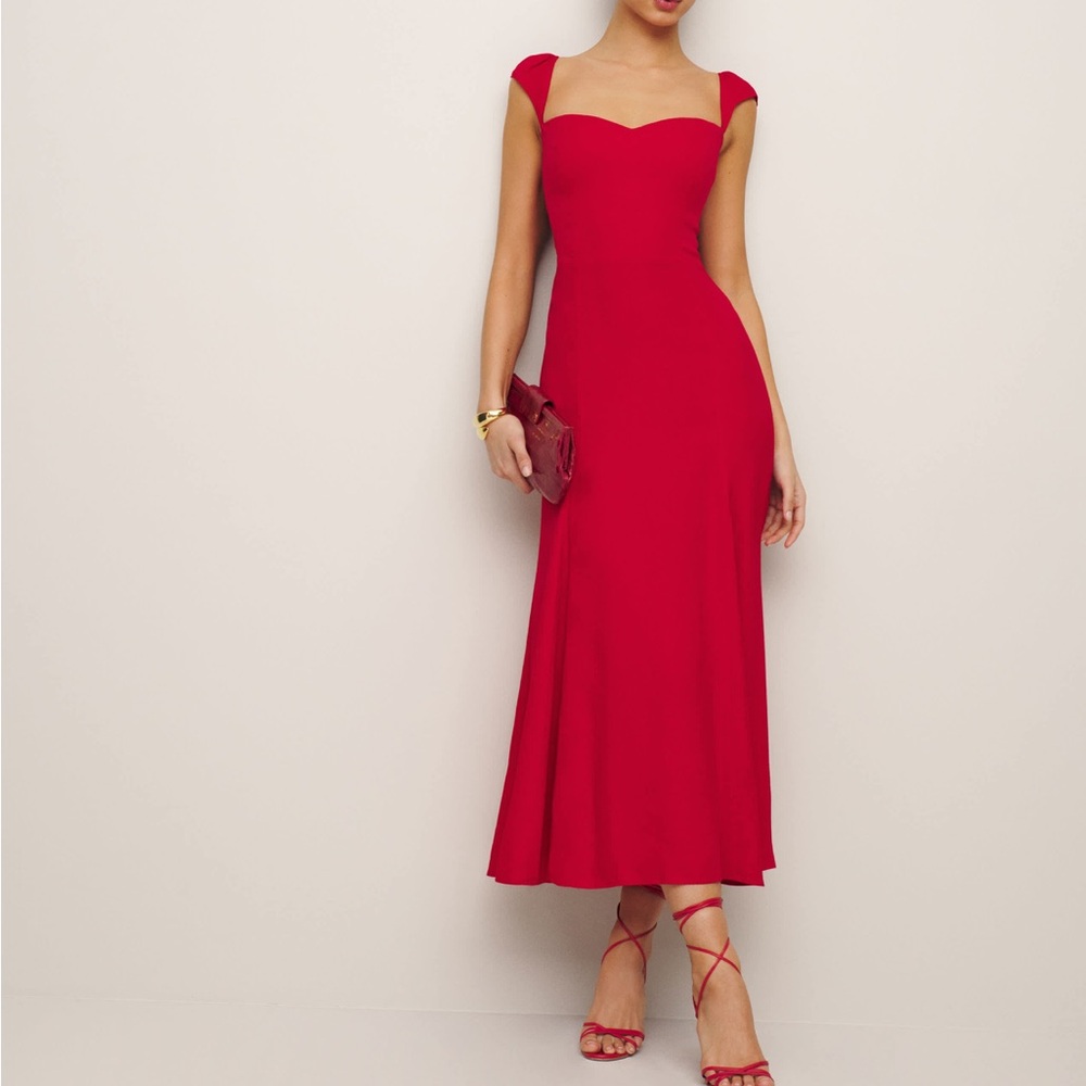 Reformation Bryson Dress in Cherry